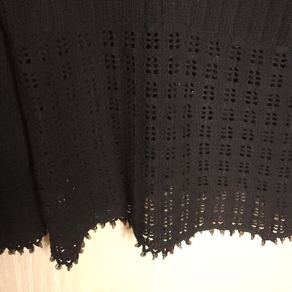 Tommy Bahama Black Hooded V Neck Summer Sweater Beaded Trim Medium - Picture 4 of 7